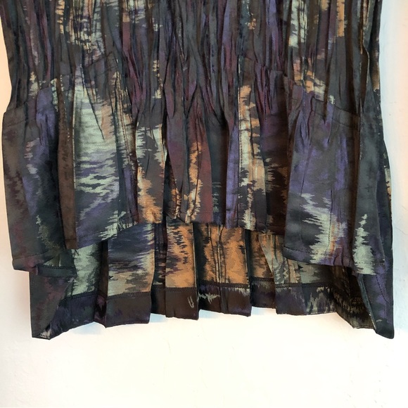 Babette Pleated Crinkle Long Sleeve Dark Purple &Black Square Neck Top Petite - Picture 7 of 15